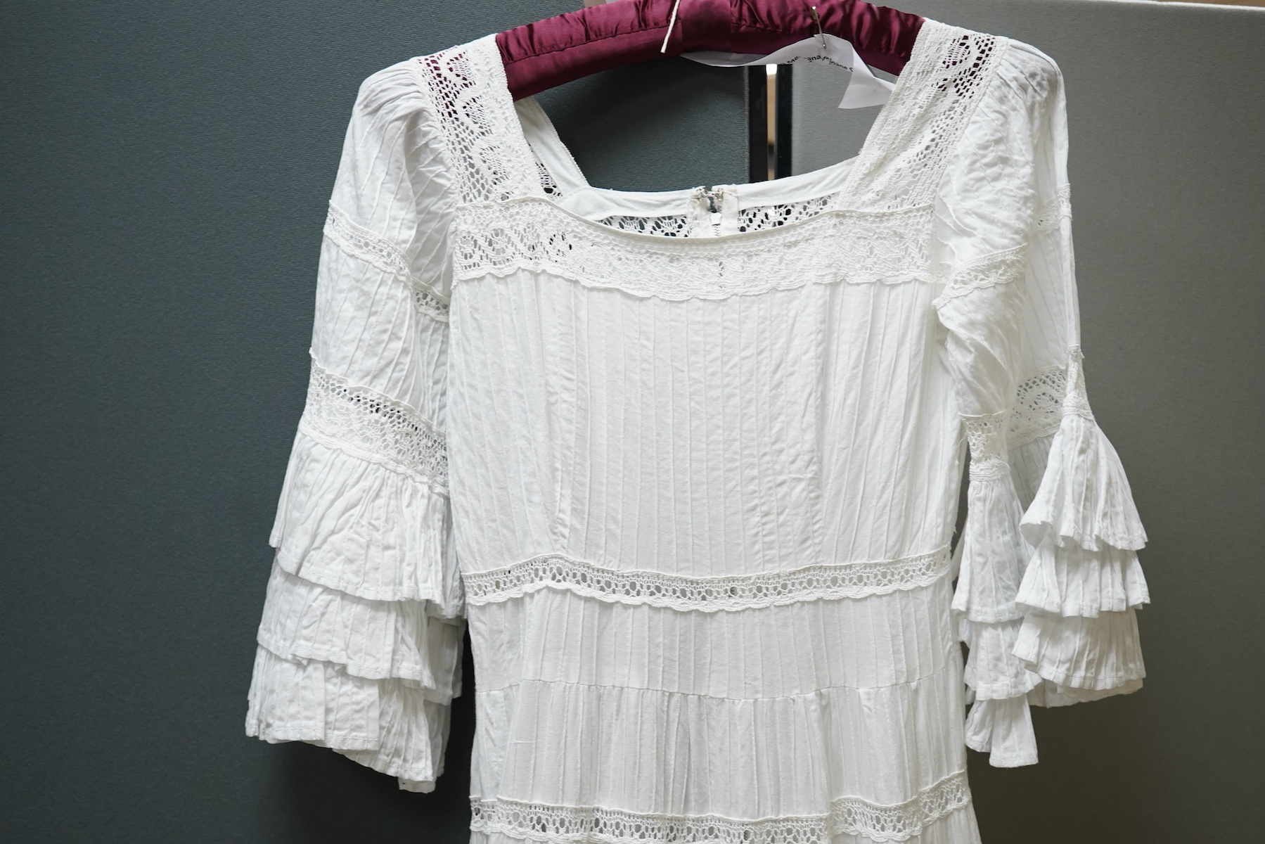 A 1980’s cotton and lace Mexicana of Sloane Street, London, wedding dress size 10